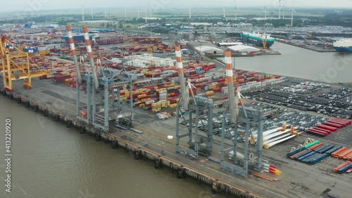 Aerial view of port of Bremerhaven in Germany