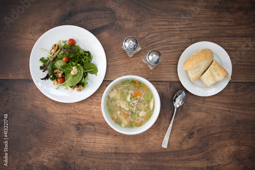 Chicken and Barley Soup and Salad