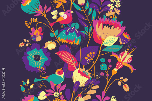 Seamless floral textile pattern.