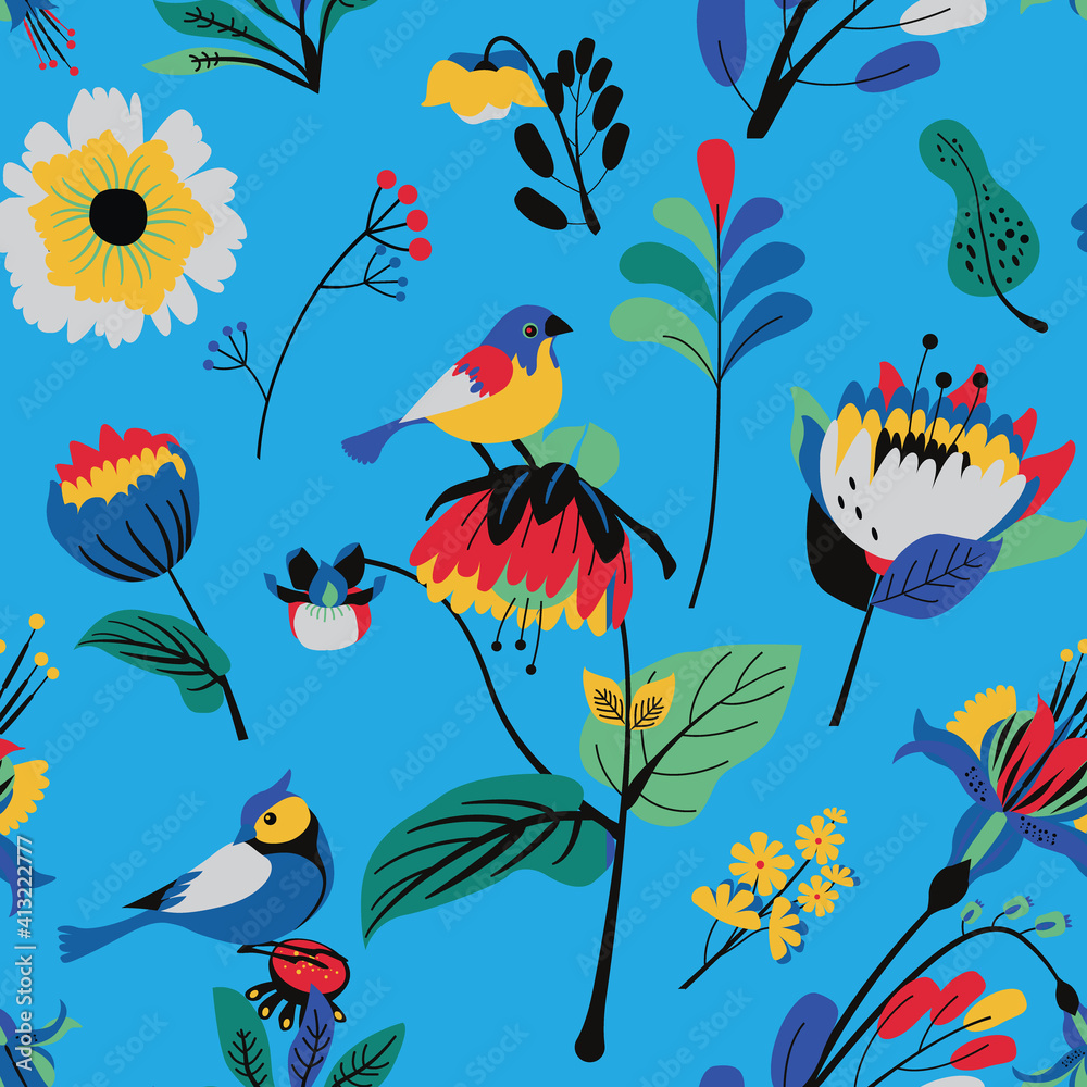 Obraz premium Seamless floral textile pattern.