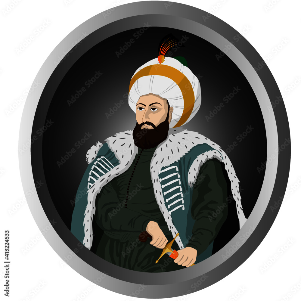 Vectoral illustration of Sultan Mehmed the Conqueror (Fatih Sultan