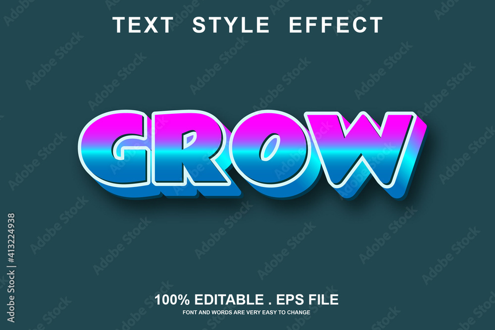 grow text effect editable