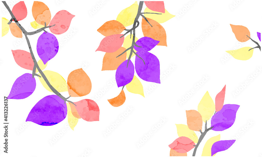 Watercolor style colorful leaf background material
