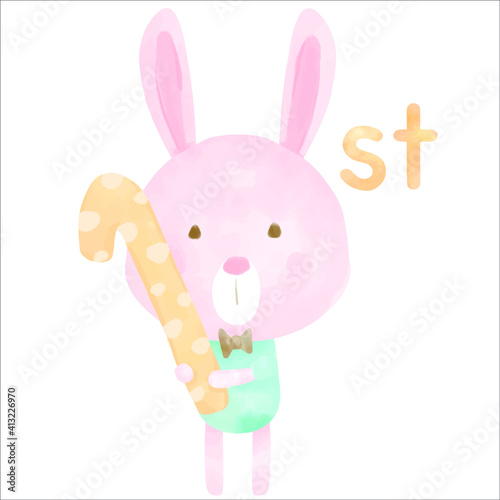 Easter bunny rabbit with number one
