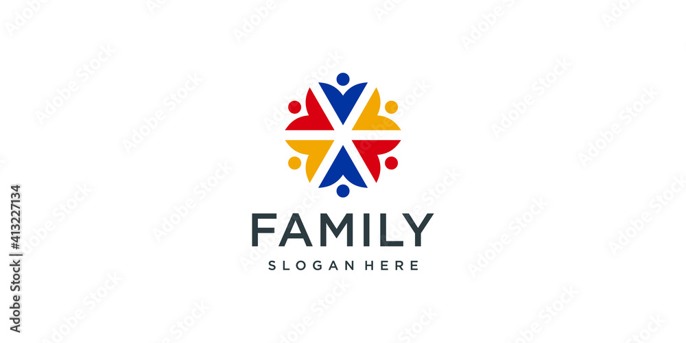 Colorful community family logo design template inspiration