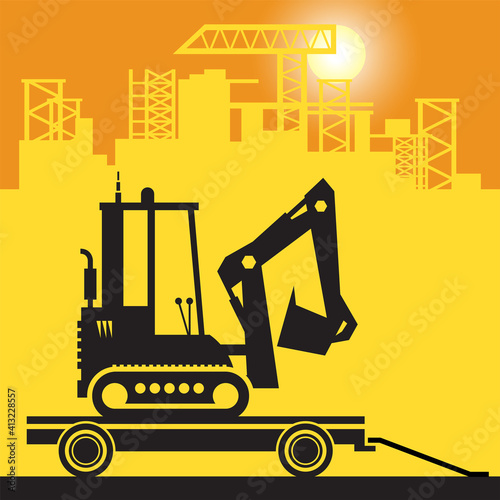 Digger, Small Excavator work on construction site