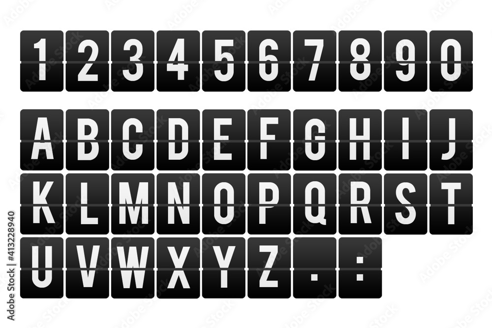 Flip board font set, mechanical display design Flip board font set, mechanical display design