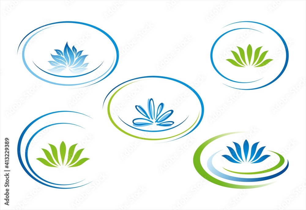 water lily , Buddha , Eco friendly business logo	
