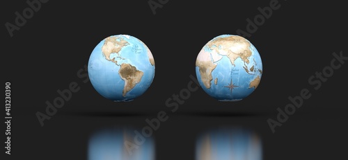 terrestrial globe dark background