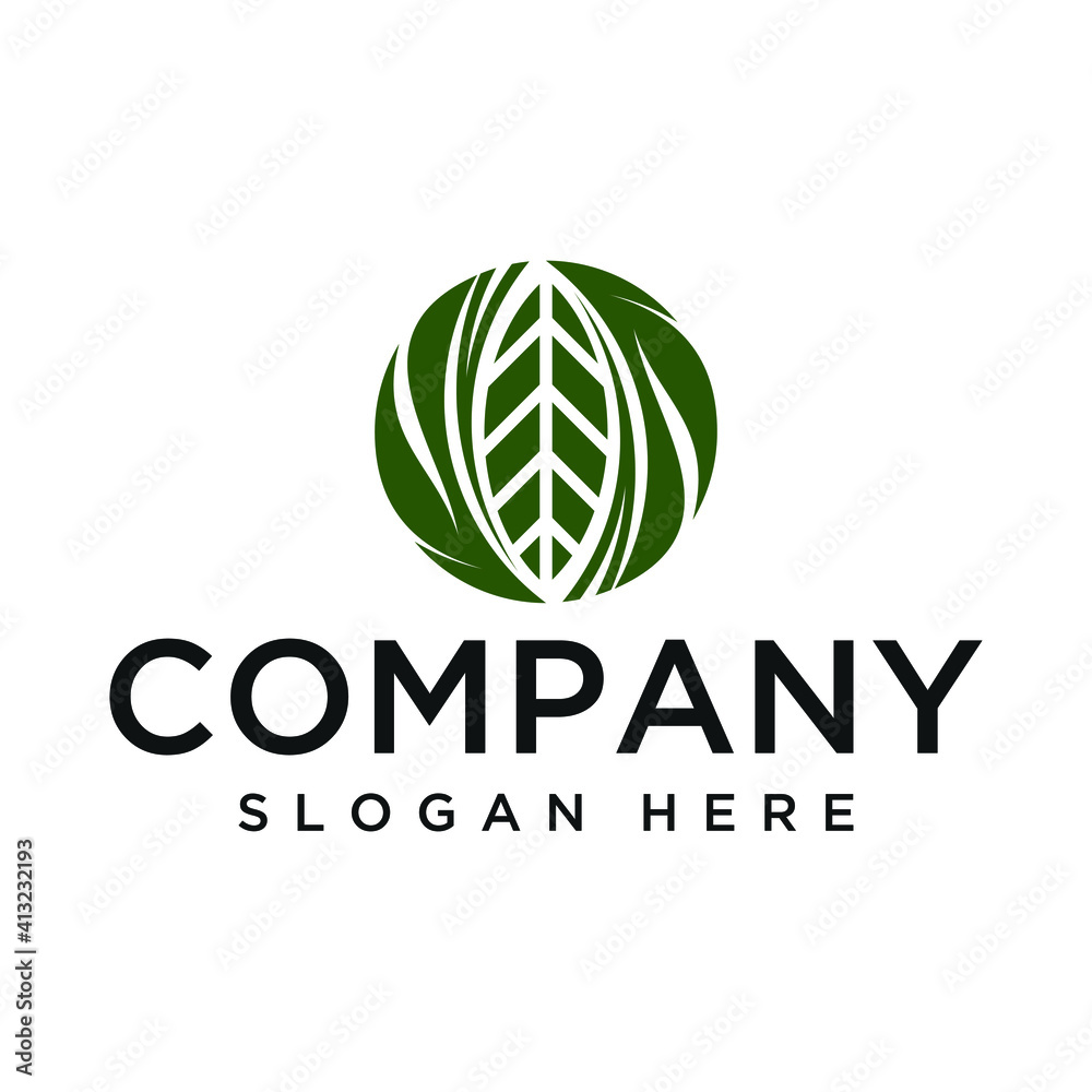 Leaf Logo Vector With Circle Shape Graphic. Nature Logo Design. Leaf Logo Vector With Circle Shape Graphic. Nature Logo Design.