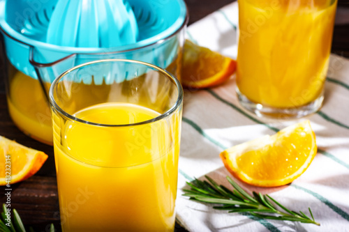 Freshly squeezed orange juice in a glass