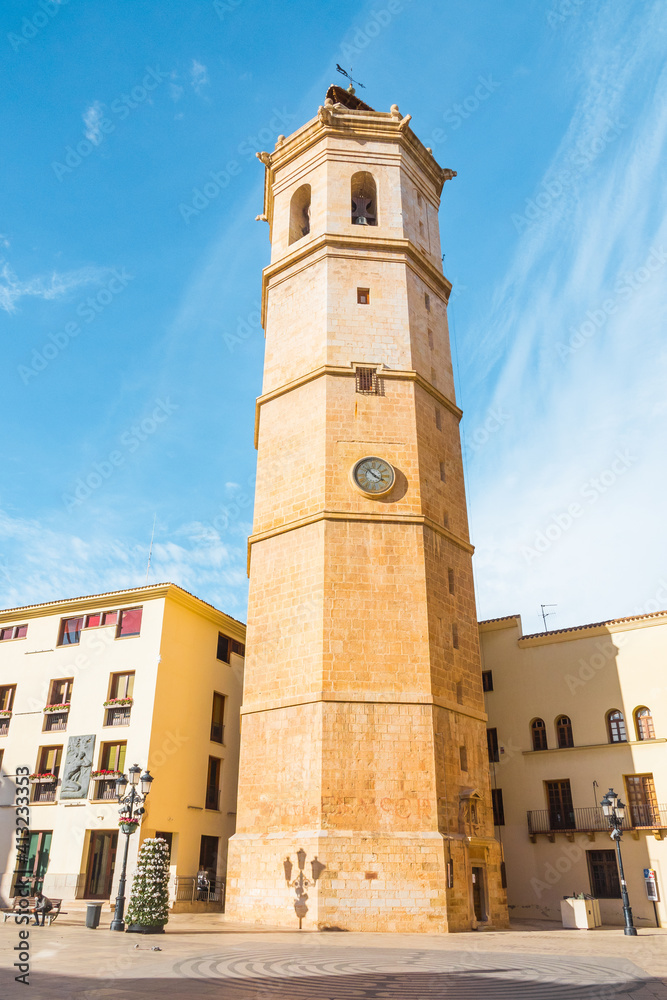 Castellón de la Plana, Valencian Community, Spain (Costa del Azahar). El Fadrí tower on the square Mayor (plaza Mayor).