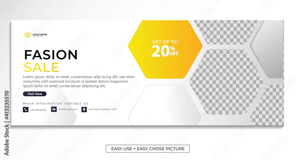 Editable banner web template with blue yellow white background. Minimal, modern vector illustration Editable banner web template with blue yellow white background. Minimal, modern vector illustration