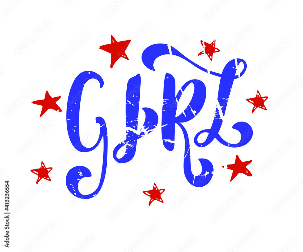 Fototapeta premium Girl logo quote. Baby shower hand drawn modern brush calligraphy phrase. Simple vector text for cards, invitations, prints, posters, stickers.