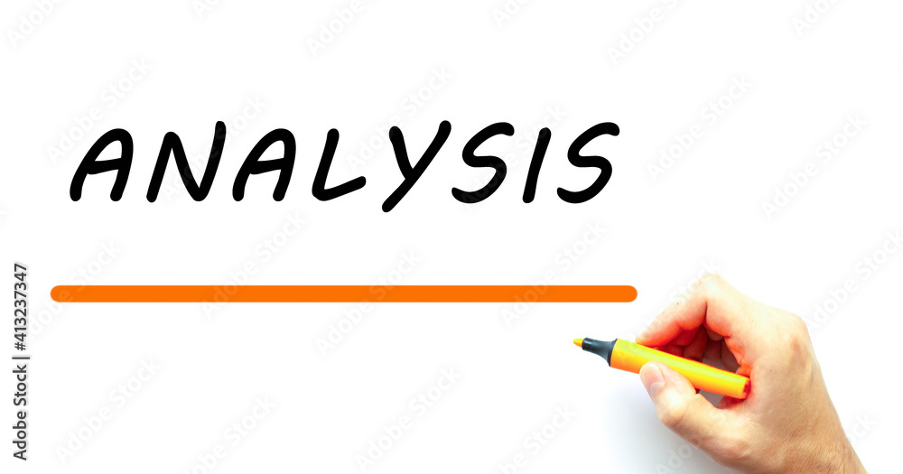 Hand writing ANALYSIS with marker. Isolated on white background. Hand writing ANALYSIS with marker. Isolated on white background.
