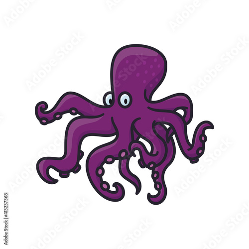 Cartoon Octopus character isolated vector illustration for Octopus Day on October 8. Marine life symbol.