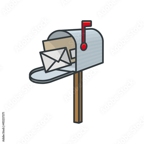 Classic American mailbox with letters inside isolated vector illustration for World Post Day on October 9