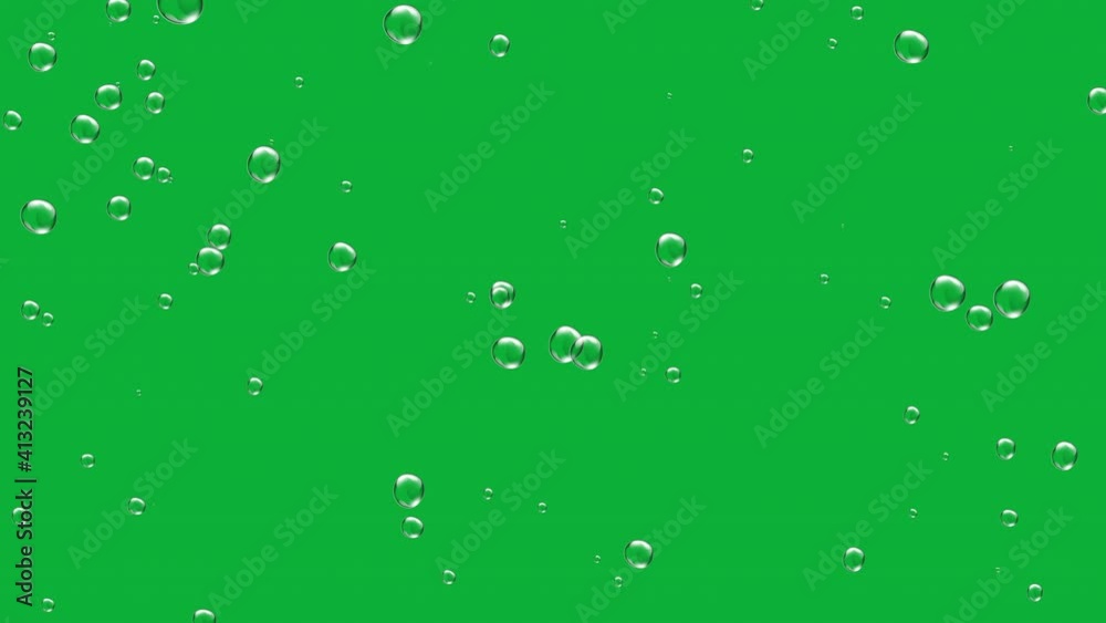 Underwater bubbles transparent ovelay on chroma key green screen
