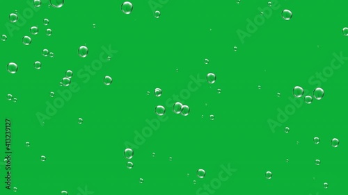 Underwater bubbles transparent ovelay on chroma key green screen
