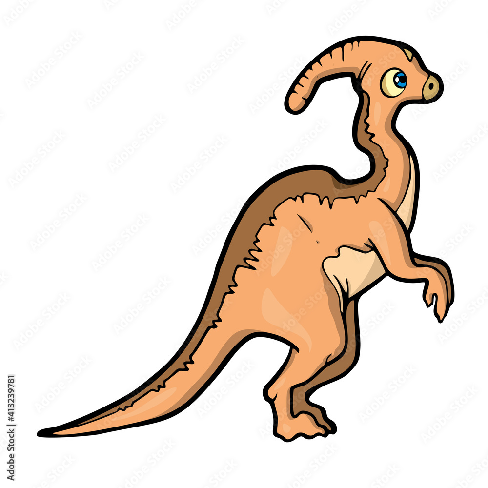 Dinosaur on white background Cute Cartoon. Vector illustration Stock ...