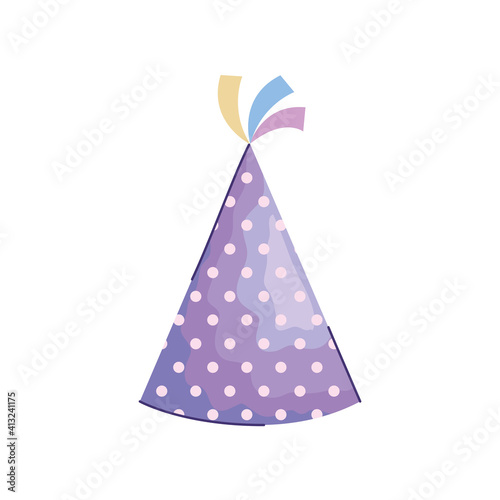 purple birthday celebration hat acuarela style vector illustration design