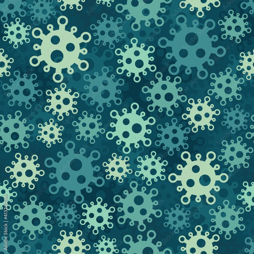 Seamless blue camouflage pattern. Repeating military clothing texture