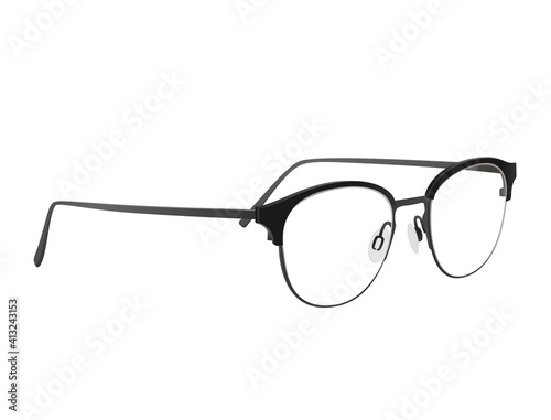 Black glasses with long handles on the frame
