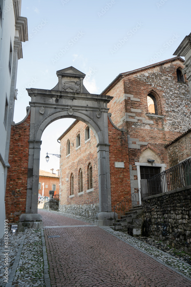 external view of the  casa della confraternita (the house of Confraternity) on the castle hill