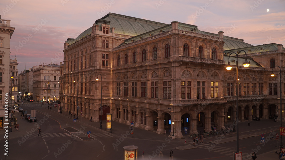 Architecture of Vienna City during sunset in Austria.