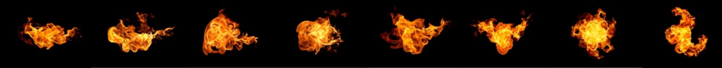 Fire flames on a black background