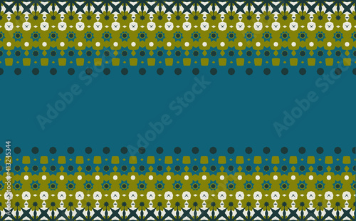 Wallpaper Mural  Turquoise background with multicolored ornaments on the edges Torontodigital.ca