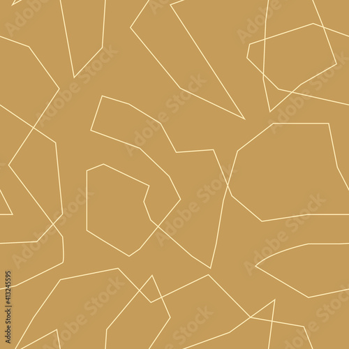 Abstract beige lines and figures on a light brown background, seamless pattern