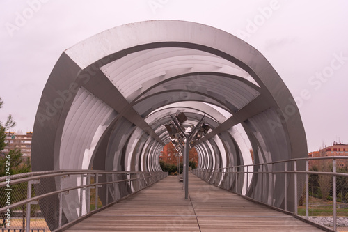 A spiral-shaped bridge in Madrid Spain