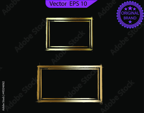 Golden horizontal frame. Set of vintage picture frame, EPS