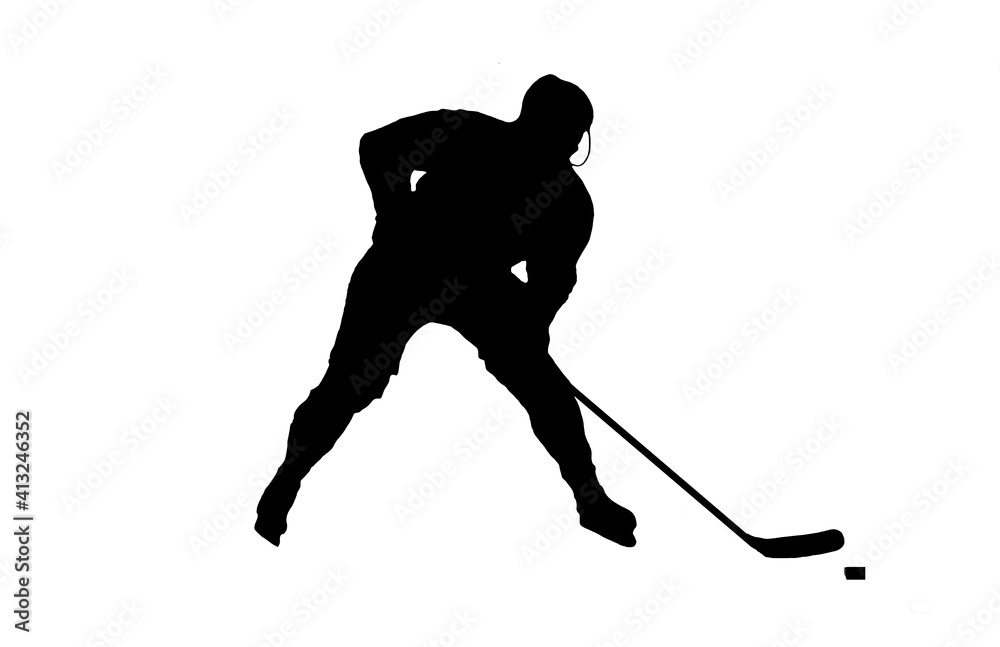 Fototapeta premium Male Ice Hockey Player with Stick