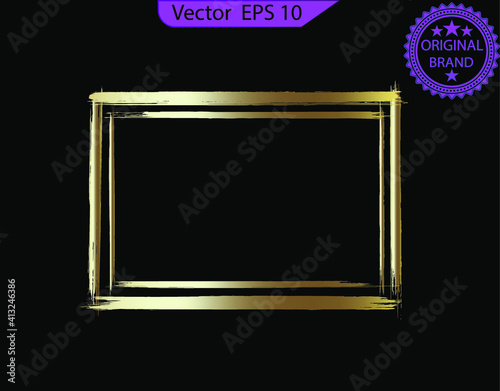 Golden horizontal frame. Set of vintage picture frame, EPS