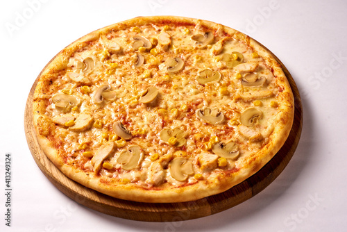 italian juicy pizza with mushrooms