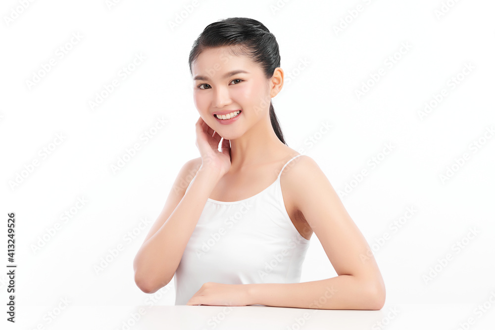Beautiful young asian woman with clean fresh skin on white background, Face care, Facial treatment, Cosmetology, beauty and spa, Asian women portrait Beautiful young asian woman with clean fresh skin on white background, Face care, Facial treatment, Cosmetology, beauty and spa, Asian women portrait
