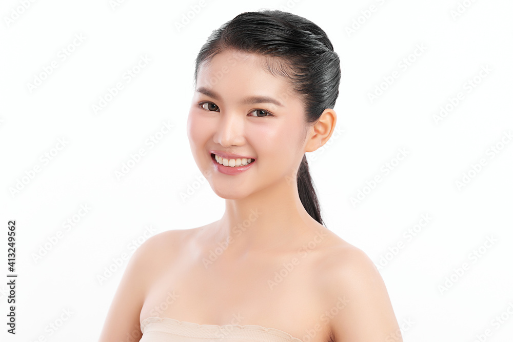 Beautiful young asian woman with clean fresh skin on white background, Face care, Facial treatment, Cosmetology, beauty and spa, Asian women portrait Beautiful young asian woman with clean fresh skin on white background, Face care, Facial treatment, Cosmetology, beauty and spa, Asian women portrait