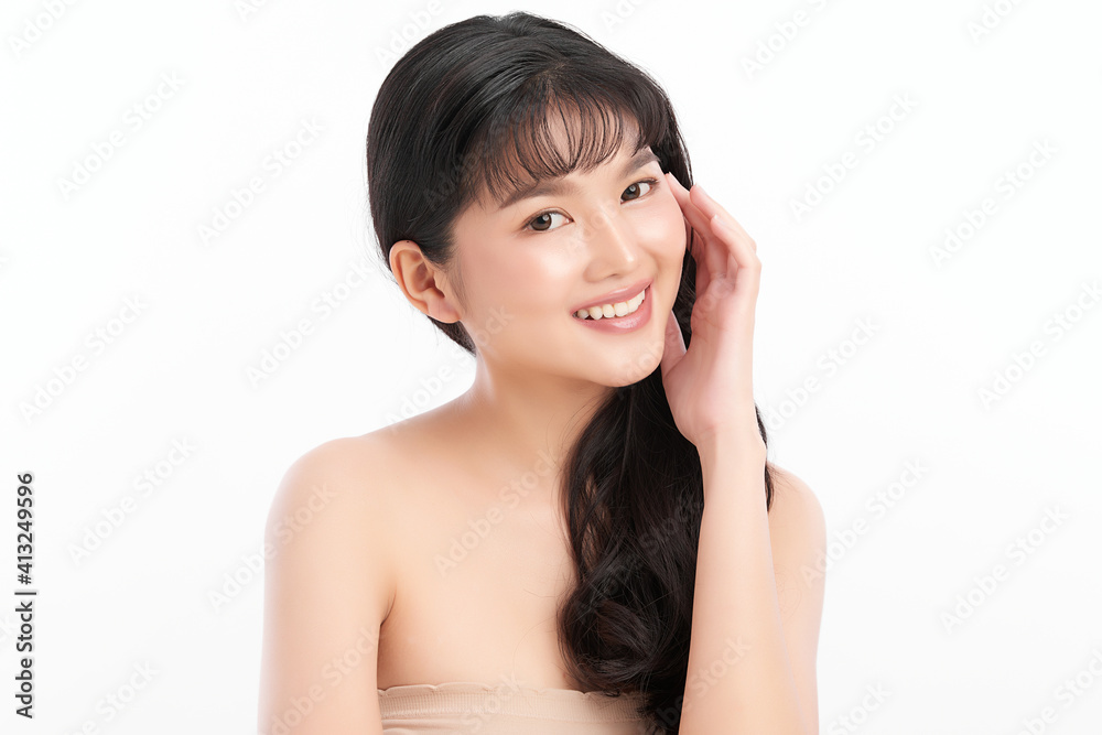 Beautiful young asian woman with clean fresh skin on white background, Face care, Facial treatment, Cosmetology, beauty and spa, Asian women portrait Beautiful young asian woman with clean fresh skin on white background, Face care, Facial treatment, Cosmetology, beauty and spa, Asian women portrait