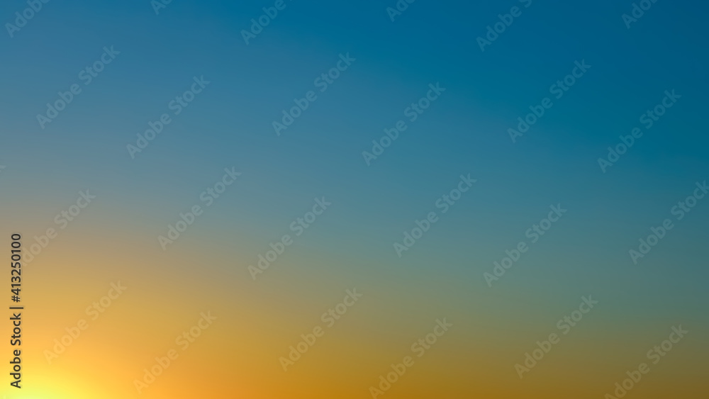Sunset sky background captured in the evening, sky atmosphere in natural colors with gradient, sky defocused texture without clouds