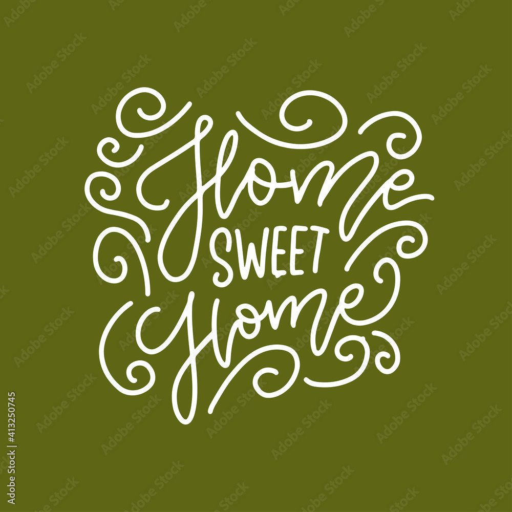 Home sweet Home - Handwritten letterong inscription on white background.. Hand drawn calligraphy for banner, calendar, planner, poster, t-shirt, postcard. Vector linear illustration. Home sweet Home - Handwritten letterong inscription on white background.. Hand drawn calligraphy for banner, calendar, planner, poster, t-shirt, postcard. Vector linear illustration.