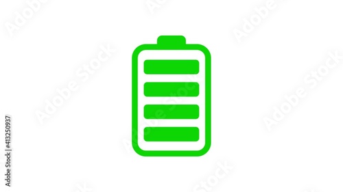 Animation of Battery Charging Level On White Background