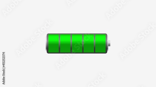 Animation of Battery Charging Level Colorful On White Background