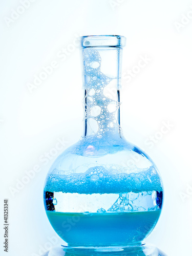 Glass flask with a chemical reagent.