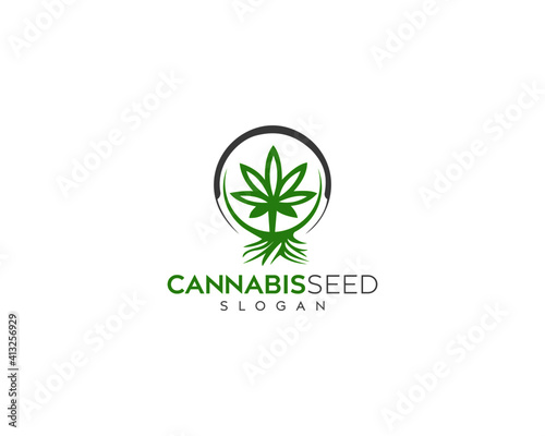 Fresh cannabis seeds vector logo design