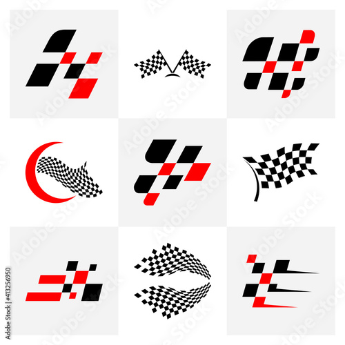 Set of Race flag icon logo design vector. Icon Symbol. Template Illustration. Creative design