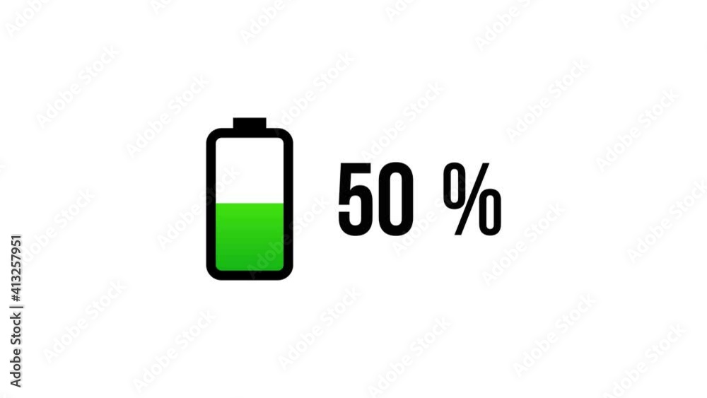 Animated Digital Battery Loading On White Background Animated Digital Battery Loading On White Background