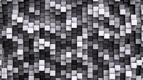 Many rectangular bars. Shades of gray. Textured background.