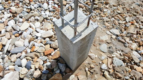 Vászonkép construction bunting in building house, isolated footing pad or spread footings